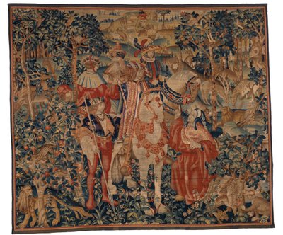 Tapestry, Alexander og Diogenes, slutten av 1400-tallet - begynnelsen av 1500-tallet (ull og silke) av School Franco Flemish