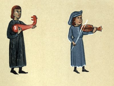 En trubadur fra middelalderen, illustrasjon fra 'Histoire de la Literature Francaise' av Hermann Suchier av School French