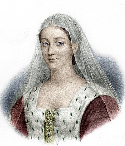Agnes Sorel, elskerinne til den franske kong Charles VII (fargegravering) av School French