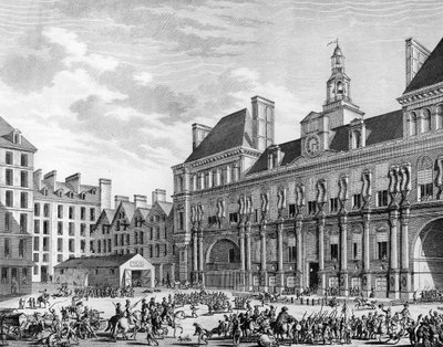 Angrep på felleshuset (rådhuset) 29. juli 1794 i Paris av konvensjonens tropper. Paris, bibliotek ved Institutt for revolusjonshistorie av School French