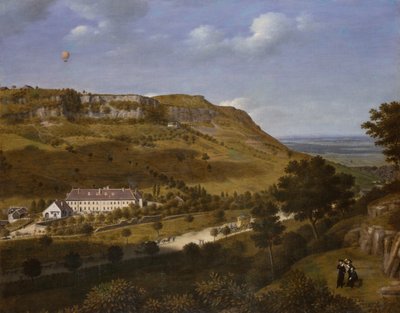 Ballongtur i Jura (olje på lerret) av School French