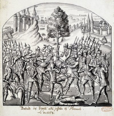 Slaget ved Trento mellom Josselin og Ploermal, i år 1351 av School French