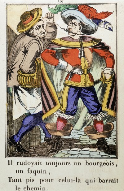 Kaptein Fracasse: "" Han har alltid rudoed en borgerlig ..."" roman av Theophile Gautier (1811-1872) - Bilde av Epinal av School French
