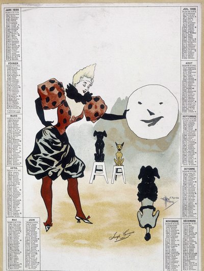 Sirkus: de lærde hundene - kalender, Arts Deco. av School French