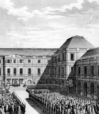 Fete gitt av Napoleon I Bonaparte (1769-1821) i National Palace of the Directory (Palace of Luxembourg) i Paris etter handelen med Campo Formio 20. fredag ​​An VI (10. desember 1797). Paris, bibliotek ved Institutt for revolusjonshistorie av School French