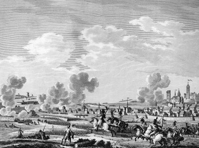 Fransk revolusjon og ankomst av kontrarevolusjonære styrker: seier til de franske revolusjonære i Jemmapes 6. november 1792 over den østerrikske hæren i Belgia. Paris, bibliotek ved Institutt for revolusjonshistorie av School French