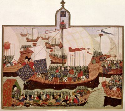 Harley 4379 f.60v ekspedisjon av hertugen av Bourbon til Barbary, henrettet av Jean Froissart (ca. 1333-c. 1404) i Paris for den franske historikeren Philip de Commines (1445-1509) (faksimile) av School French