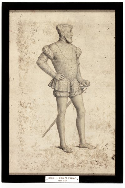 Henry II, konge av Frankrike (blyant og akvarell på papir) av School French