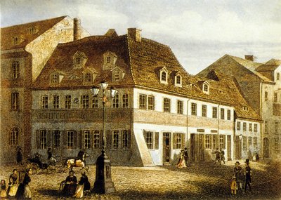 Fødested til komponist Robert Schumann i Zwickau, Sachsen (fargegravering) av School German