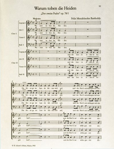 "Hvorfor raser hedningene" andre salme, op.38, av Felix Mendelssohn (litho) av School German