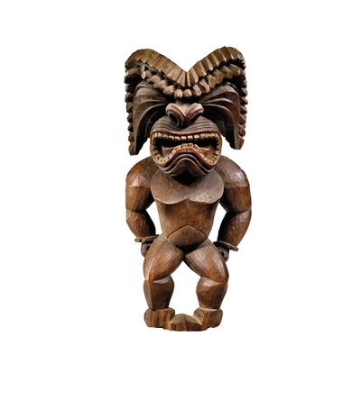Hawaiisk figur, kona-stil, som representerer krigsguden, ku ka ’ili moku, ca. 1780-1820 (tre) av School Hawaiian