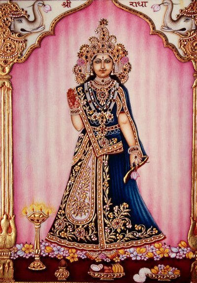 Gudinnen Radha miniatyrmaleri på elfenben av School Indian