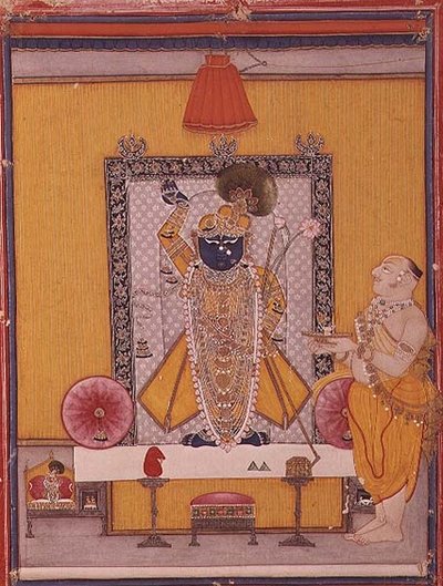 Bilde av Krishna med hengiven av School Indian