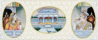 Miniatyrmaleri av Mughal-keiser Aurangzeb med kone Mehrunnisa av School Indian