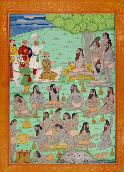 Suverene og guru-domstolen til Shah Alem. Indiske og persiske miniatyrer i "" History of India from Tamertante to Orangreyb"" av Niccolo Manucci (1638-1717). BN, Paris. av School Indian
