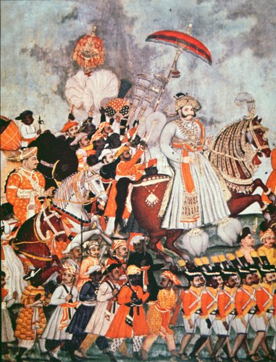 The Great Akbar (farge litho) av School Indian