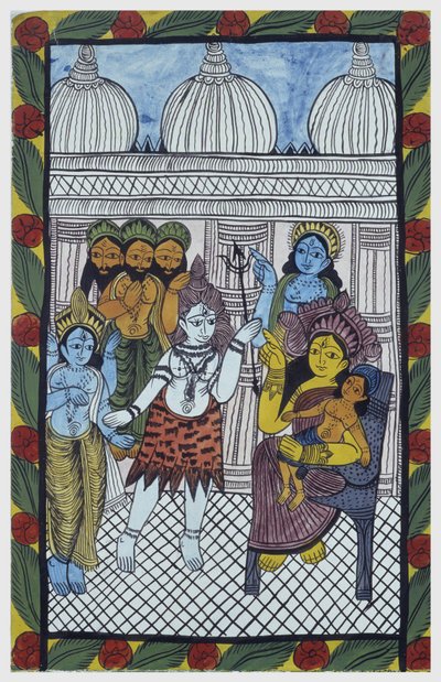 Gudene kommer for å beundre Krishna, legemliggjort i kroppen til et vakkert barn, Ganesha (Ganesh eller Ganapati) som sitter på knærne til moren Parvati. Pat: malt rull fra Bengal-regionen, som fungerer som et narrativt medium for sangerne Baoul (Baul). Le av School Indian