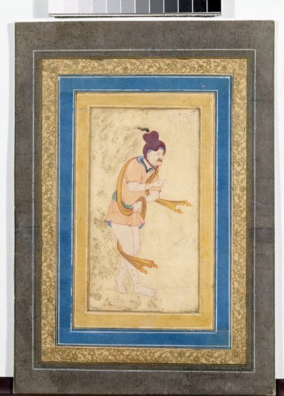 Portrett av en iransk mester dervisj - Malt miniatyr, akvarell, gouache og gull på papp (14,8x7,9 cm), tidlig på 1600-tallet - State Hermitage, St. Petersburg (Russland) av School Iranian