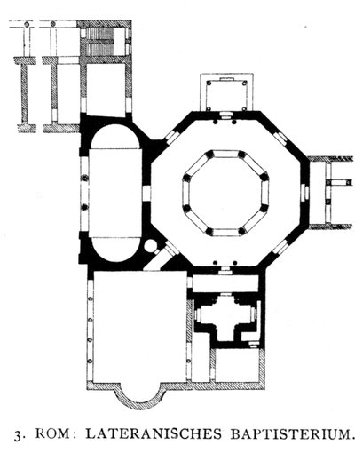 Plantegning av Lateran Baptistery, Roma (litho) av School Italian