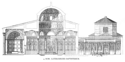 Plans of the Lateran Baptistery (litho) av School Italian