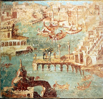 Port of Pozzuoli (Pozzuoli) nær Napoli. Museo Nazionale de Naples av School Italian