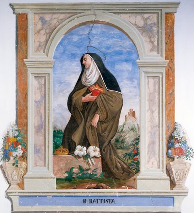 Representasjon av Camilla Battista da Varano (1458-1524) Anonym freske. Camerino, klosteret Santa Chiara, Italia av School Italian
