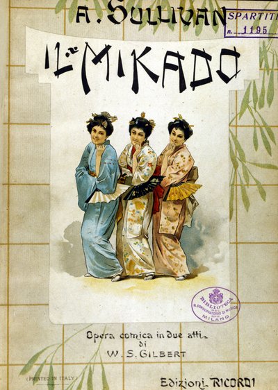 Score av ""Mikado"" av Gilbert og Sullivan. Bibl. ved musikkonservatoriet, Milano. av School Italian