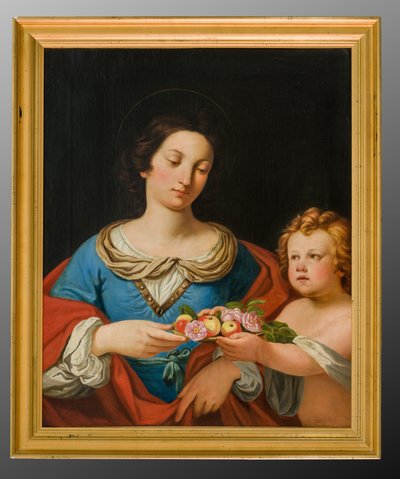 St. Dorothy (oljemaleri på lerret) av School Italian