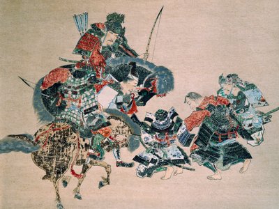 Slåss med mongoler (akvarell på papir) av School Japanese