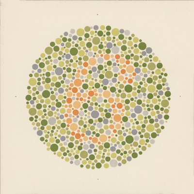 Ishihara fargetest for å oppdage fargeblindhet. (farge litho) av School Japanese