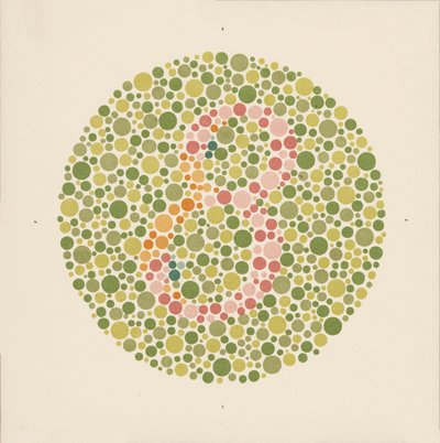Ishihara fargetest for å oppdage fargeblindhet. (farge litho) av School Japanese