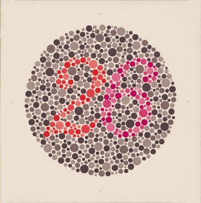 Ishihara fargetest for å oppdage fargeblindhet. (farge litho) av School Japanese