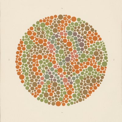 Ishihara fargetest for å oppdage fargeblindhet. (farge litho) av School Japanese