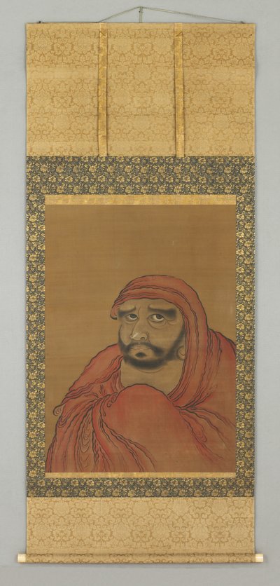 Stort hode med draperi (av Daruma) (hengende rulle) av Japanese School
