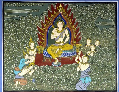 Tilbedelse av Buddha. Fresco i Yongju-tempelet, Suwon-regionen, Korea. av School Korean