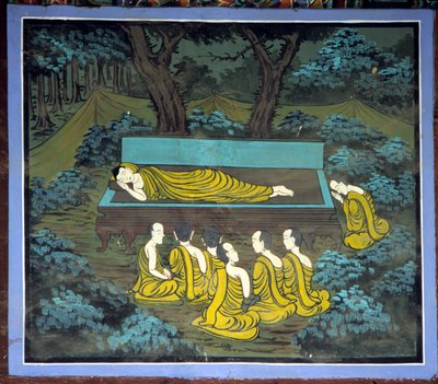 Buddha og hans disipler. Fresco i Yongju-tempelet, Suwon-regionen, Korea. av School Korean