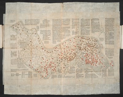 Haejwa chondo - et kart over den koreanske halvøya opprinnelig opprettet ca. 1820 (farget gravering) av School Korean