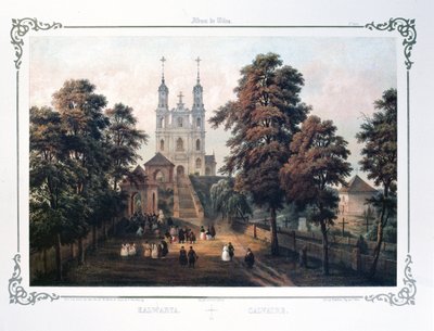 Vilnius-omgivelser: Kalvarija-kirken, fra 'A Book of Vilnius', av Jonas Kasimieras Vilcinskis av School Lithuanian
