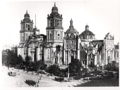 Mexico City katedral (s/hvitt bilde) av School Mexican