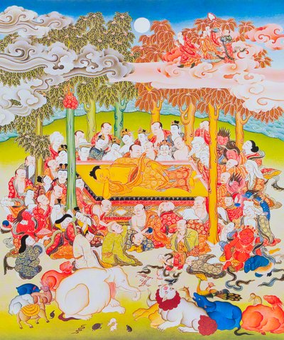 Bilde som viser Buddha av Nirvana (gouache på tøy) av School Nepalese