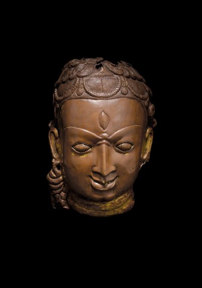 Repouse maske av Shiva, ca. 1000-tallet (kobber) av School Nepalese
