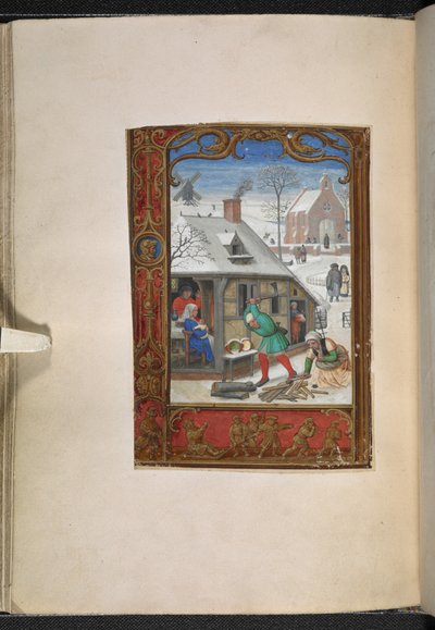 Legg til MS 24098 f.18v Kalenderside for januar, Timebok, Bruk av Roma (