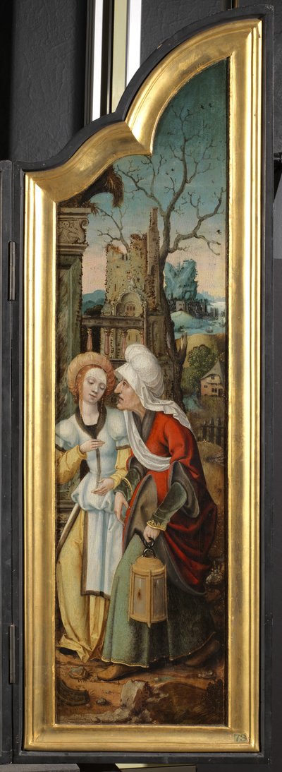 Tilbedelse av hyrdene (venstre panel av en triptyk) av School Netherlandish