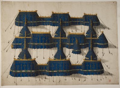 Design for en kongelig paviljong i blått og gull, ca. 1520 (vellum) av School Netherlandish