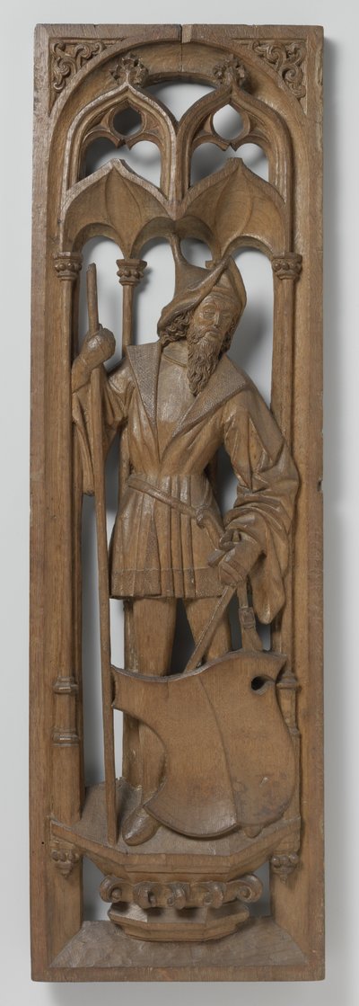 Panel fra en orgelkasse, ca. 1510-20 (eik med spor av polykrom) av School Netherlandish