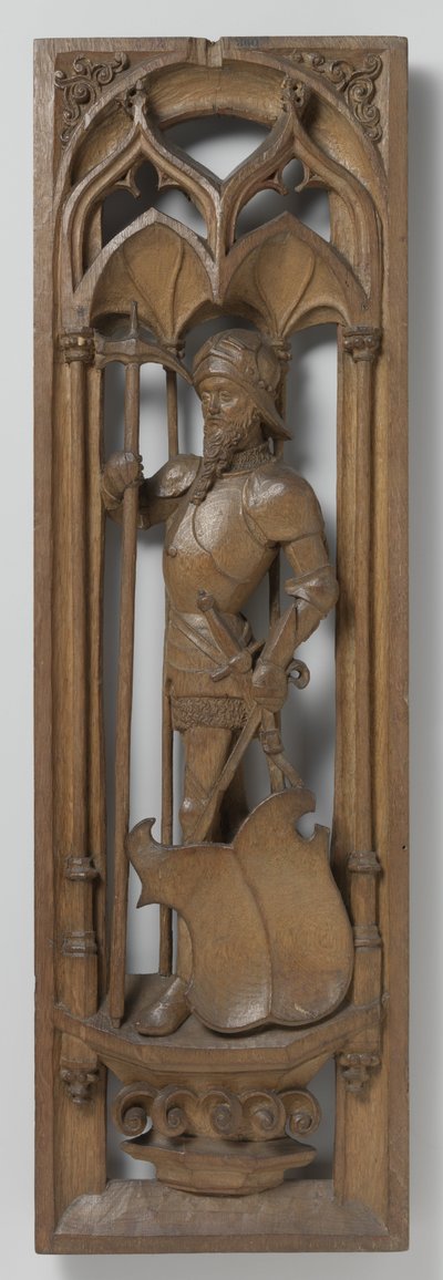 Panel fra en orgelkasse, ca. 1510-20 (eik med spor av polykrom) av School Netherlandish