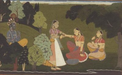 51.207/11 En fortrolig ber Radha om å møte Krishna, illustrasjon fra 