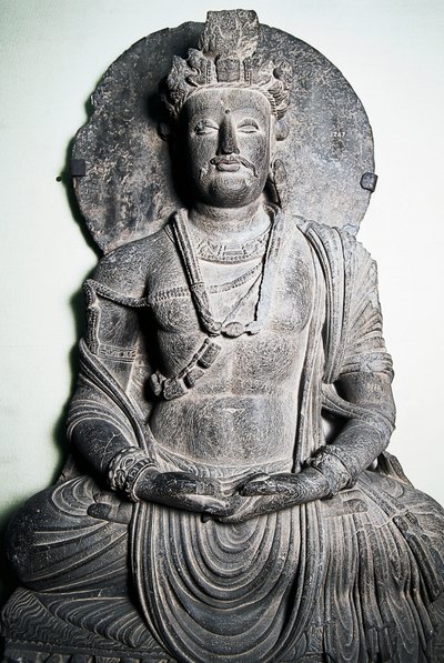 Steinskulptur som viser Buddha, Gandhara-kunst, Peshawar, Pakistan, av School Pakistani