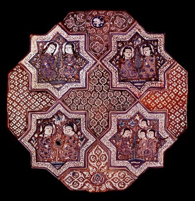 Persisk kunst: fragment av et veggfajansepanel, fra Damghan. Washington. Kunstmuseum av School Persian
