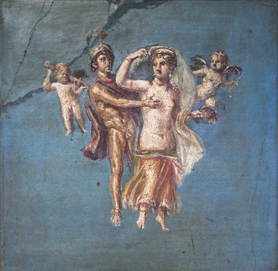 Mars og Venus på blå bakgrunn, Herculaneum av School Roman